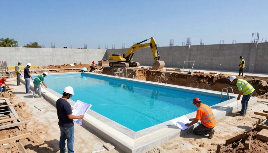 مراحل إنشاء المسبح