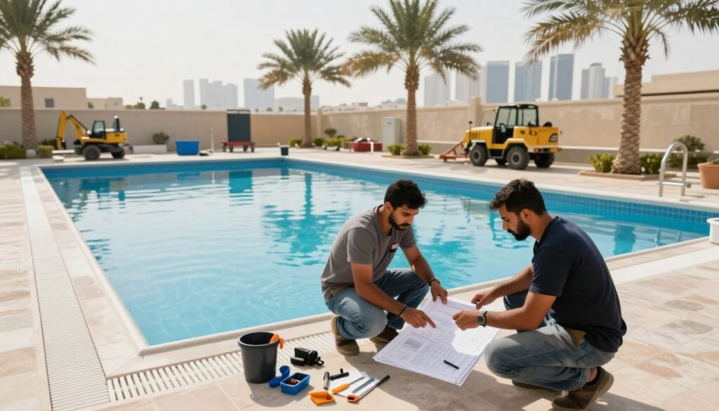 مراحل ترميم مسابح جدة مراحل ترميم مسابح جدة