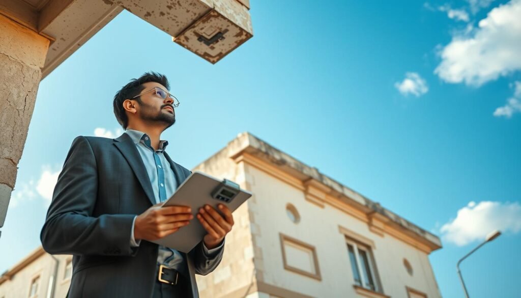 فحص المبنى قبل الترميم فحص المبنى قبل الترميم