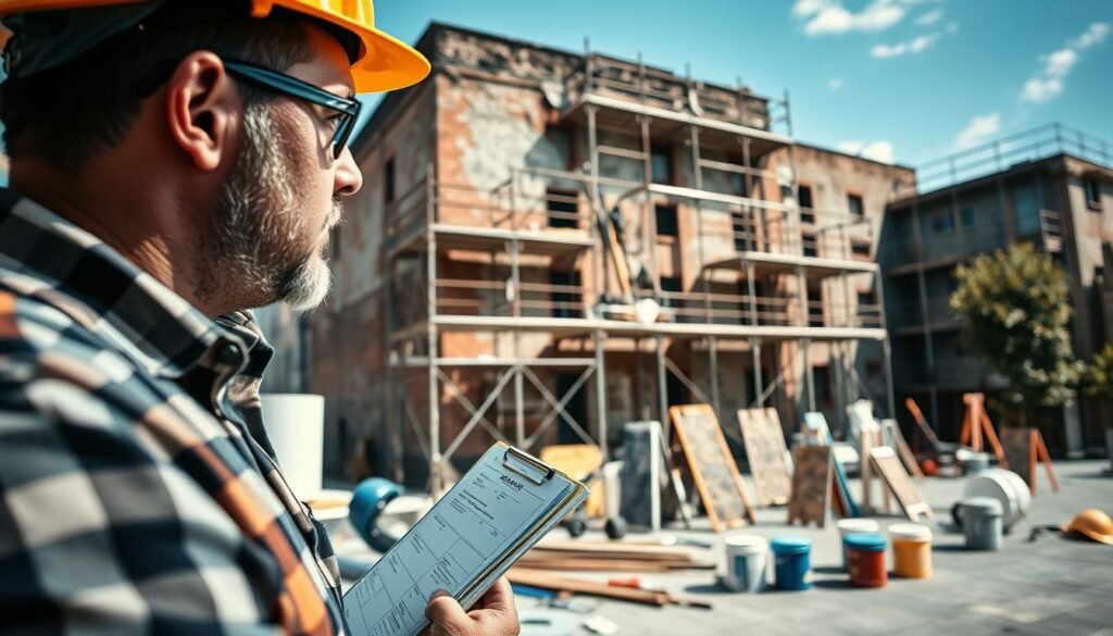 معاينة المبنى وأعمال الترميم معاينة المبنى وأعمال الترميم